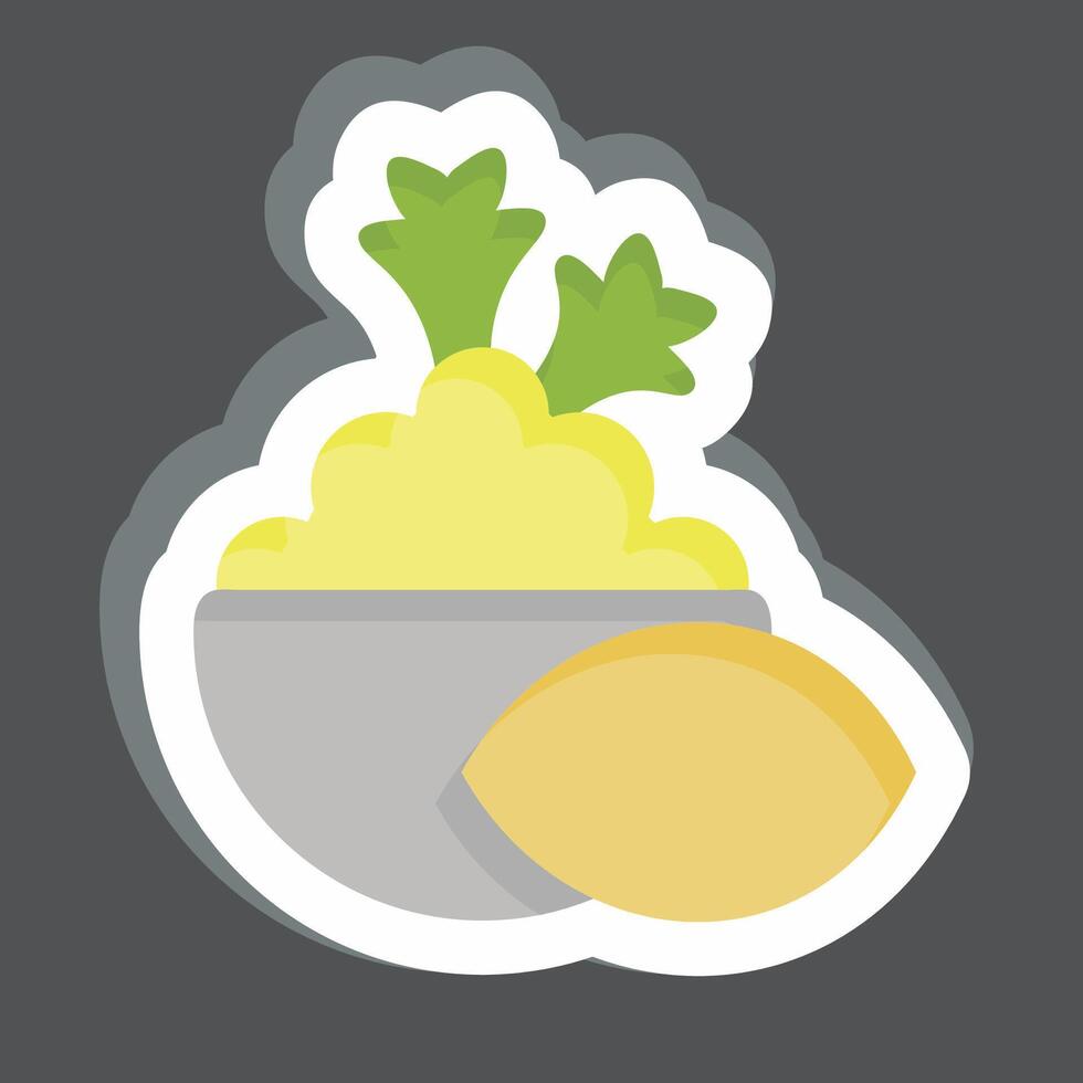 klistermärke mosad potatis. relaterad till vegan symbol. enkel design redigerbar. enkel illustration vektor