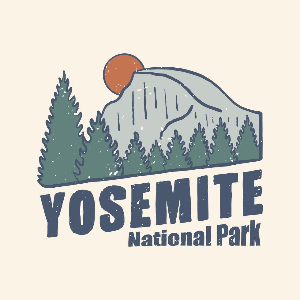 Yosemit National Park Vektor Jahrgang zum t Shirt, Abzeichen, Aufkleber Illustration