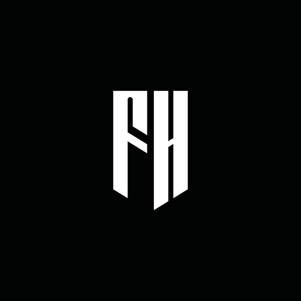 fh -logotypmonogram med emblemstil isolerad på svart bakgrund vektor