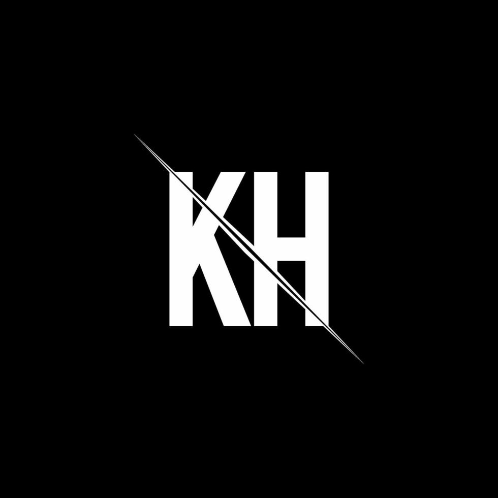 kh -logotypmonogram med formmall för snedstreck vektor