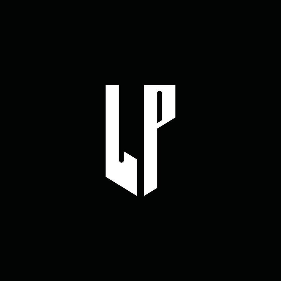 lp logo monogram med emblem stil isolerad på svart bakgrund vektor