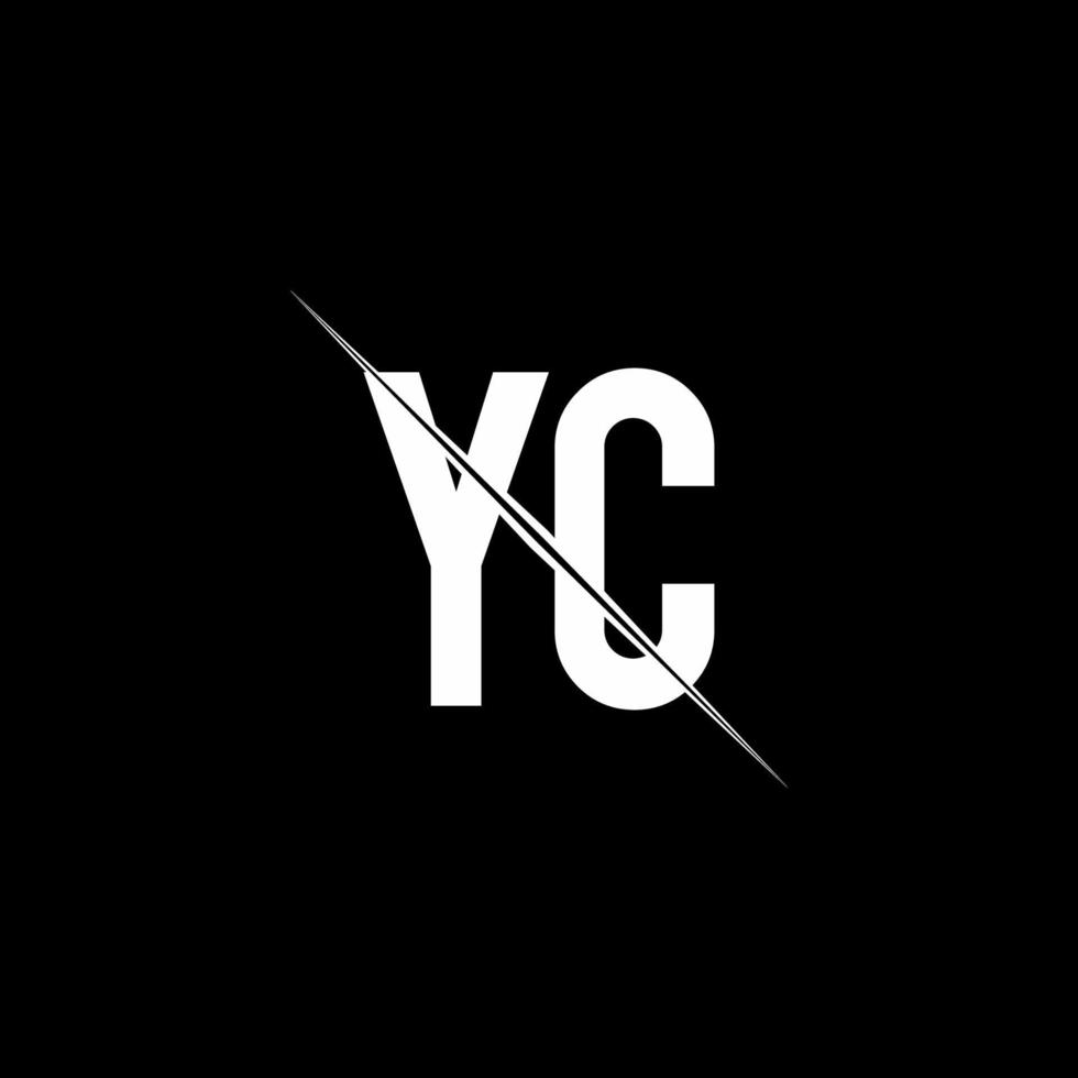 yc logotypmonogram med snedstreckad designmall vektor