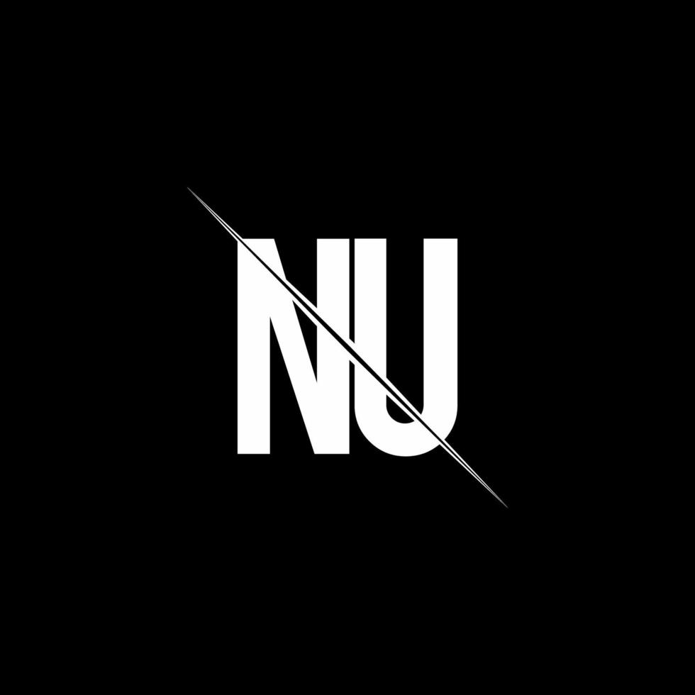 nu-Logo-Monogramm mit Slash-Design-Vorlage vektor