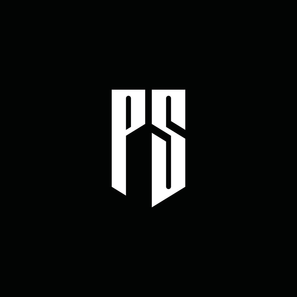 ps -logotypmonogram med emblemstil isolerad på svart bakgrund vektor