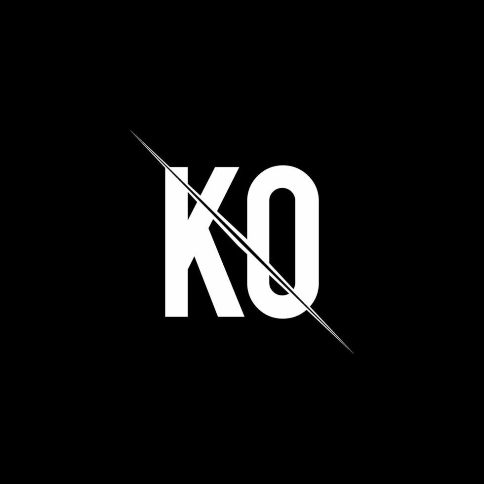 ko-Logo-Monogramm mit Slash-Design-Vorlage vektor