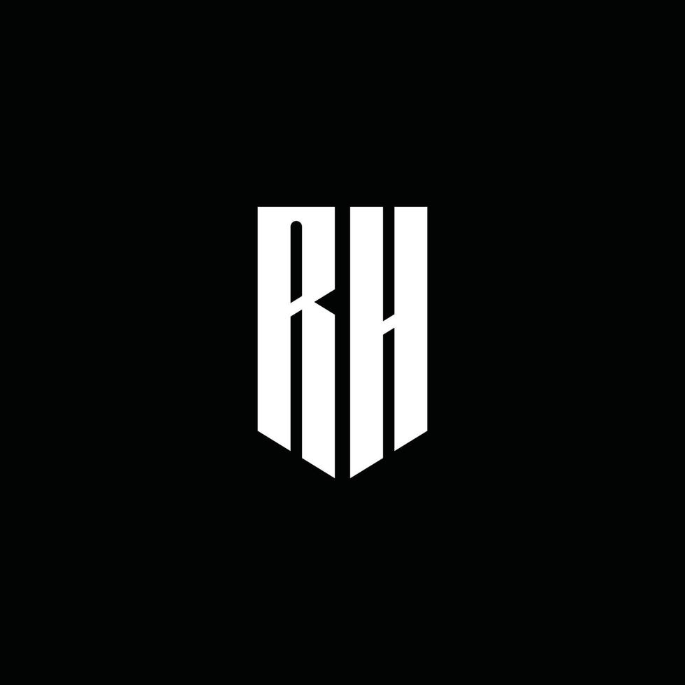 rh -logotypmonogram med emblemstil isolerad på svart bakgrund vektor