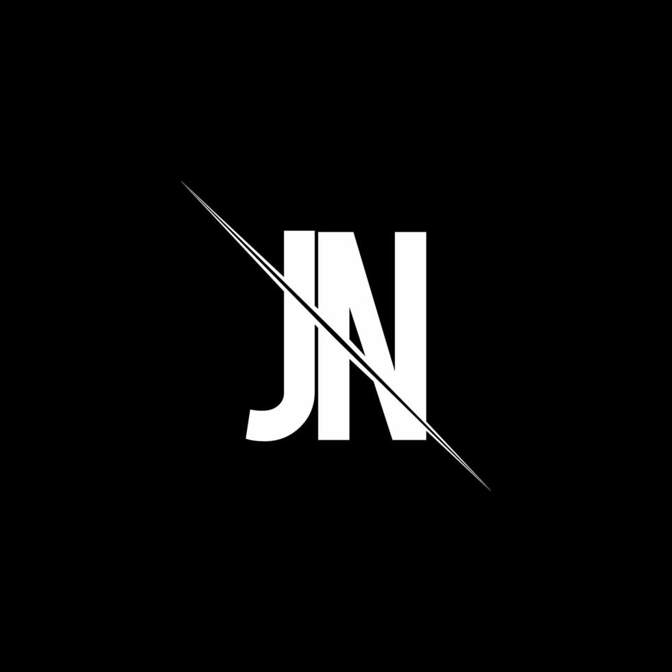 jn -logotypmonogram med snedstreckad designmall vektor