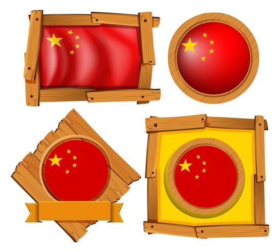 China Flagge in verschiedenen Rahmendesigns vektor