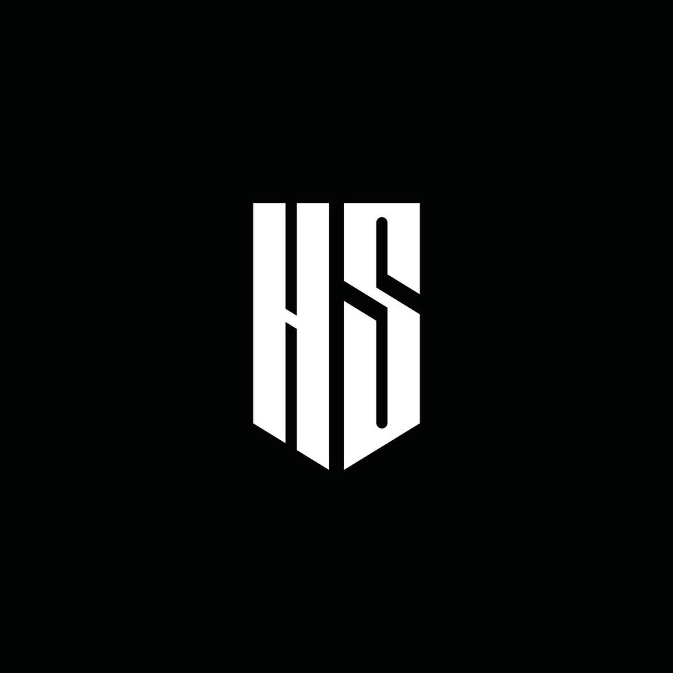 hs logotypmonogram med emblemstil isolerad på svart bakgrund vektor