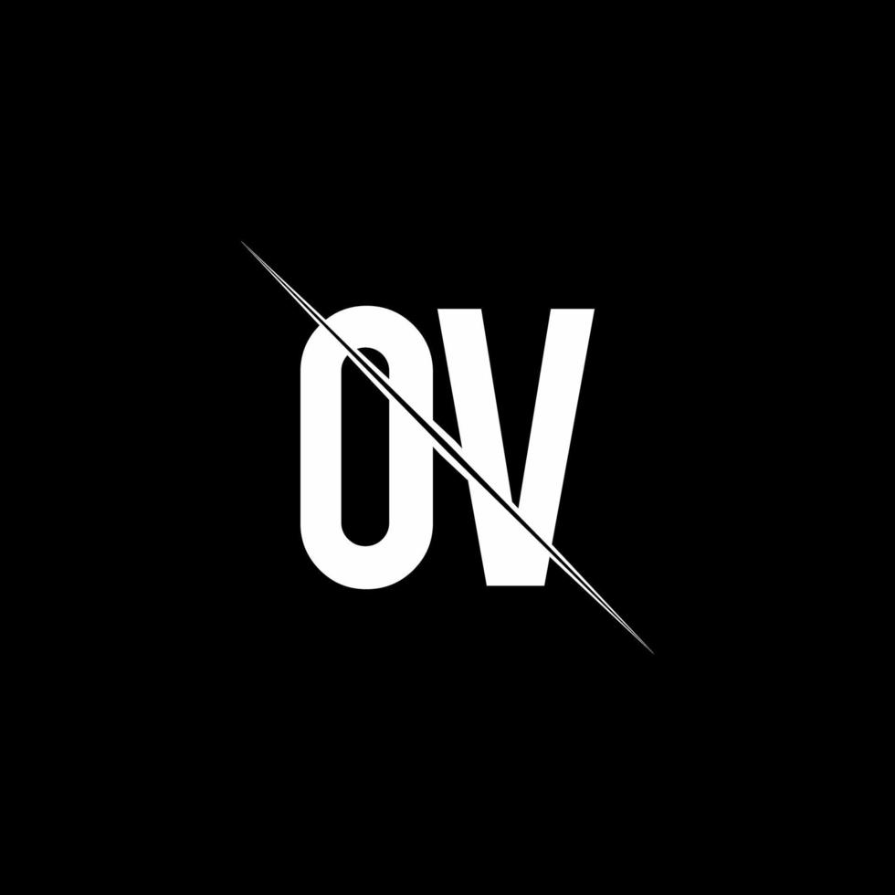 ov -logotypmonogram med snedstreckad designmall vektor