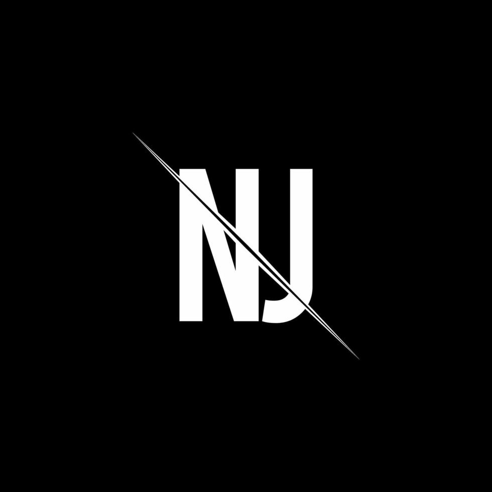 nj -logotypmonogram med snedstreckad designmall vektor