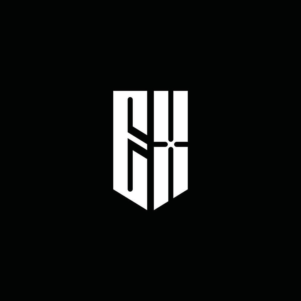 Ex-Logo-Monogramm mit Emblem-Stil auf schwarzem Hintergrund isoliert vektor