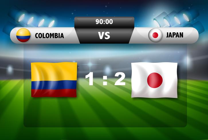 Columbia VS Japan resultattavlan vektor