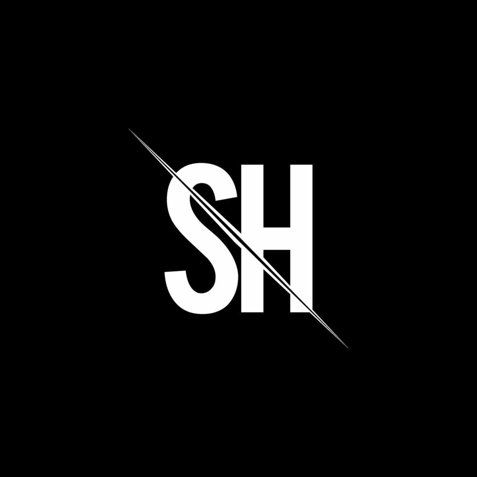 sh-Logo-Monogramm mit Slash-Design-Vorlage vektor