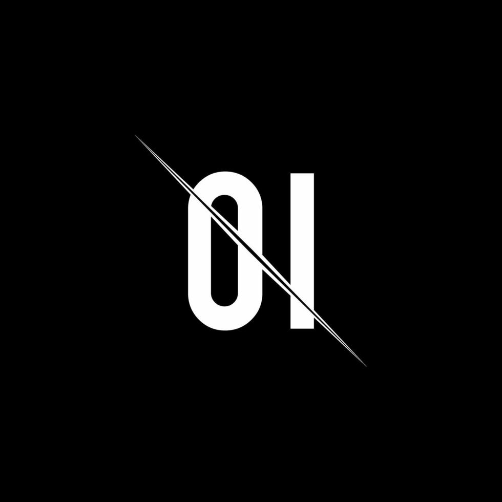 oi-Logo-Monogramm mit Slash-Design-Vorlage vektor