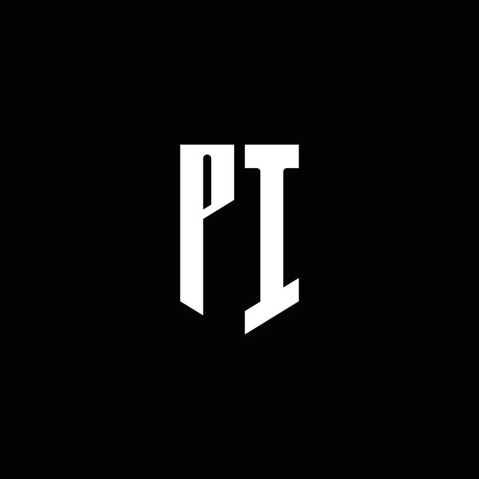 pi -logotypmonogram med emblemstil isolerad på svart bakgrund vektor