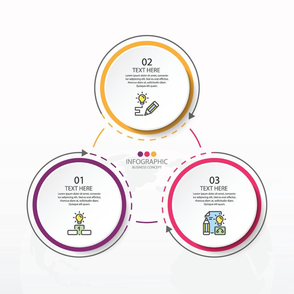 Grundlegende Kreis-Infografik-Vorlage mit 3 Schritten. vektor