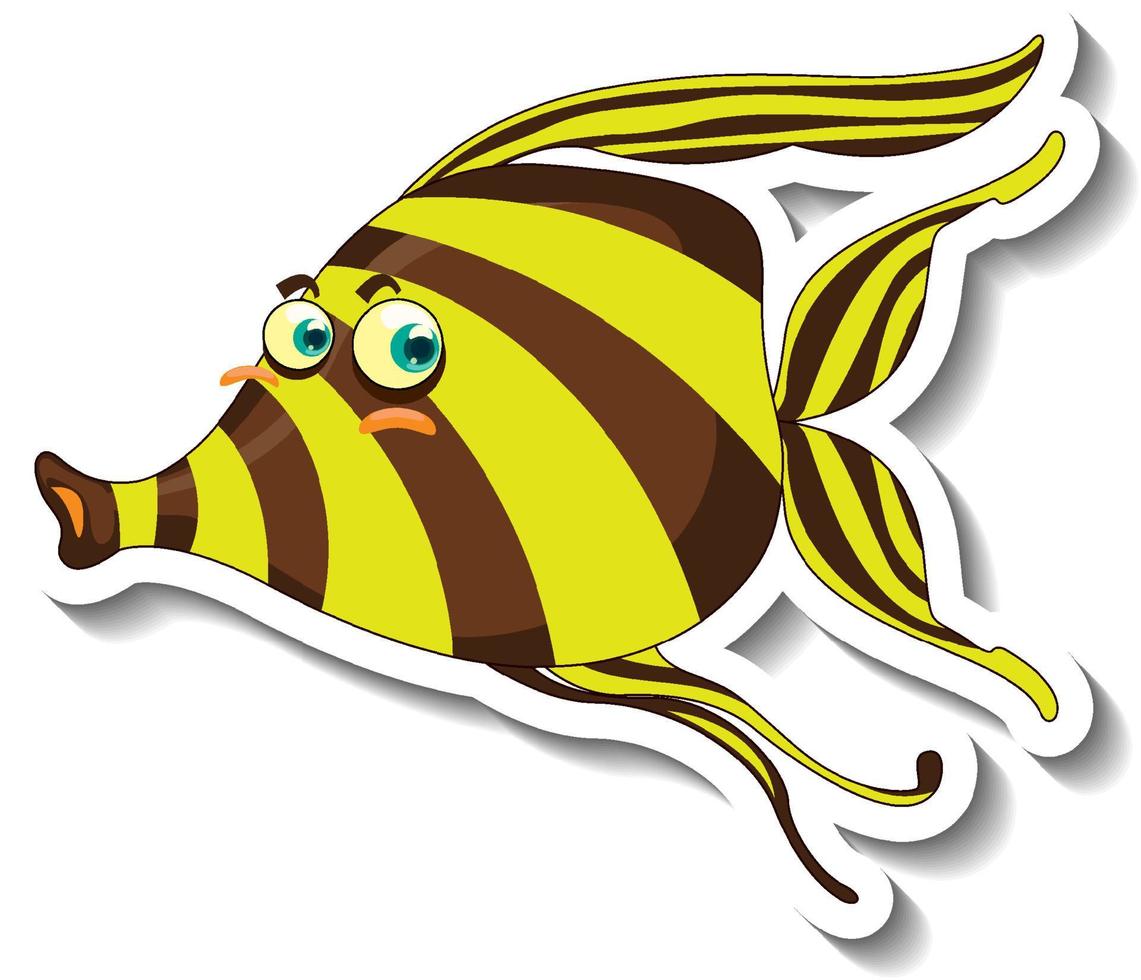 kaiserfisch meerestier cartoon aufkleber vektor
