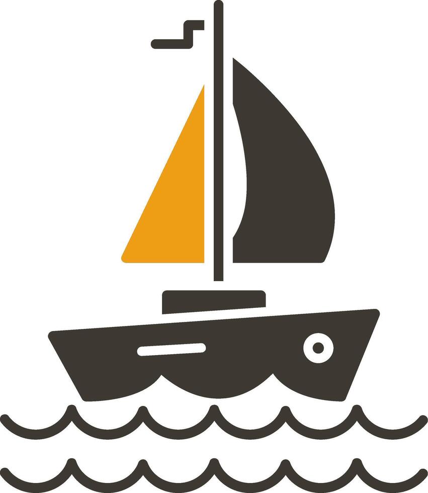 Yacht Glyphe zwei Farbe Symbol vektor