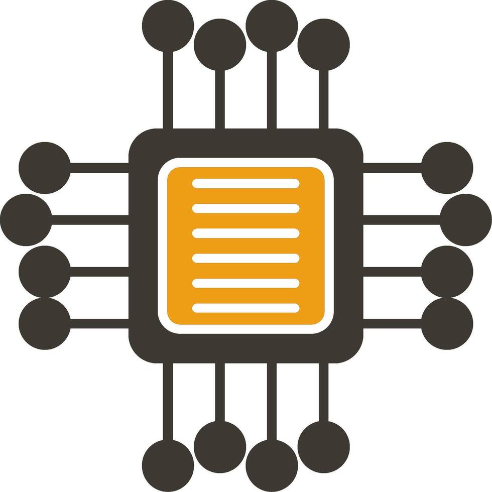 Computer Chip Glyphe zwei Farbe Symbol vektor