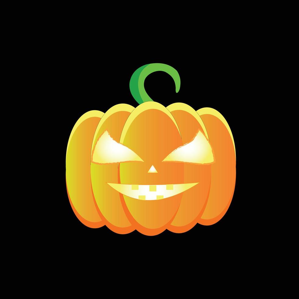 Illustration ein orangefarbener Kürbis mit gruseligen Augen, geeignet für Halloween. vektor