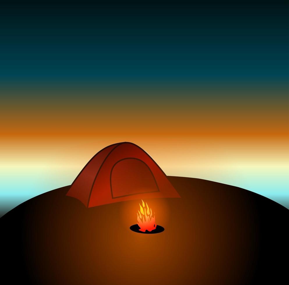 Vektor-Atmosphäre des Campens in der Nacht vektor