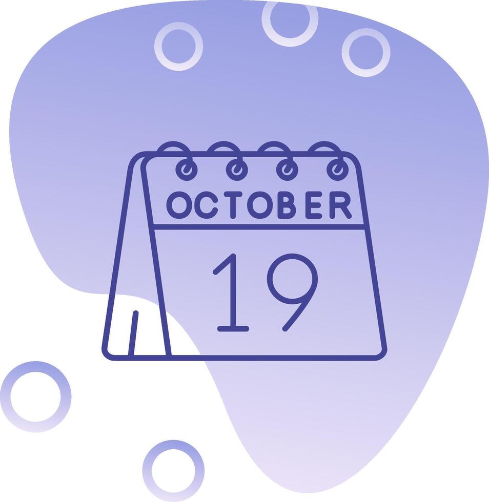 19:e av oktober lutning bubbla ikon vektor