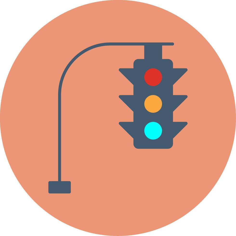 trafik lampor platt cirkel ikon vektor