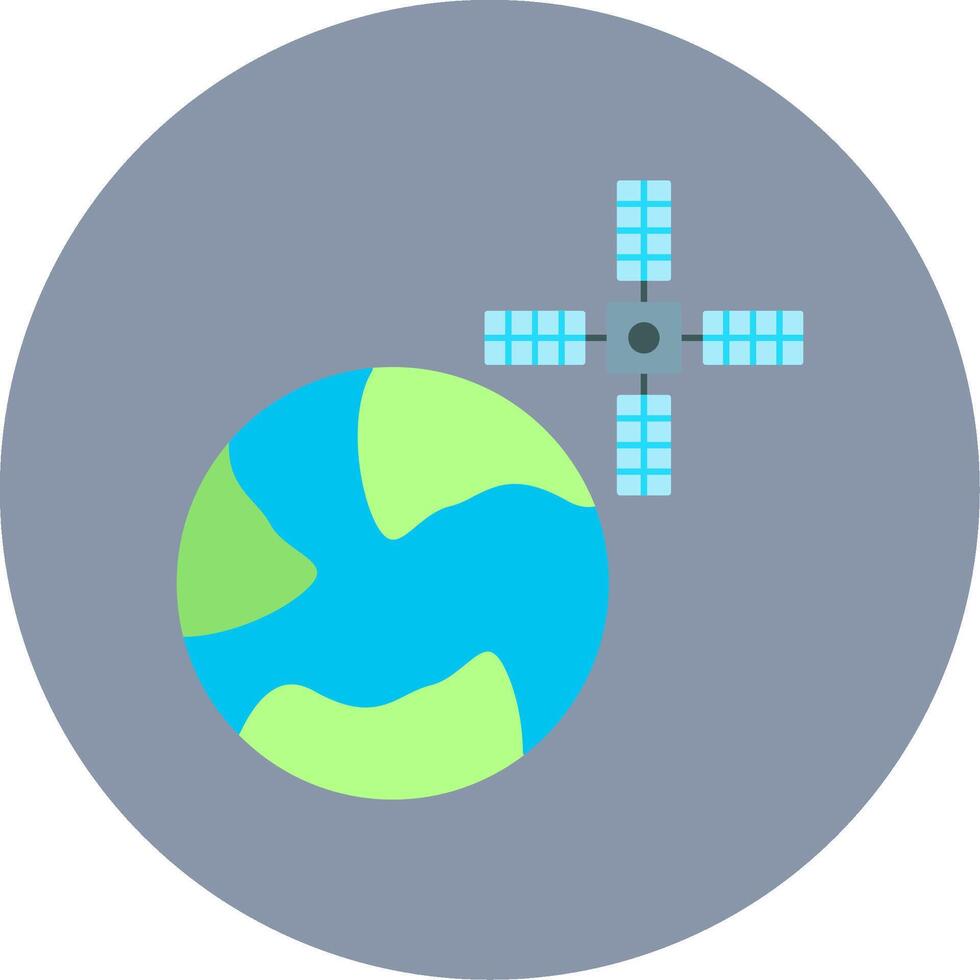 satellit platt cirkel ikon vektor