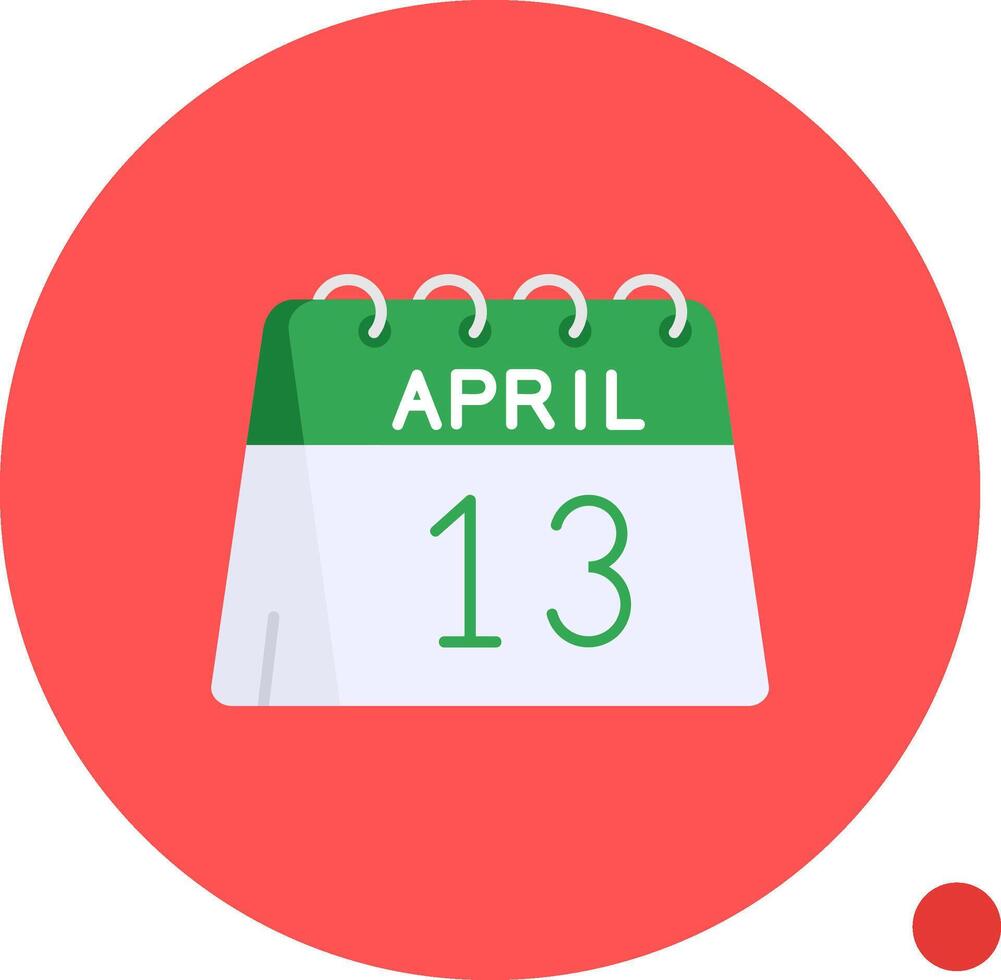 13: e av april lång cirkel ikon vektor