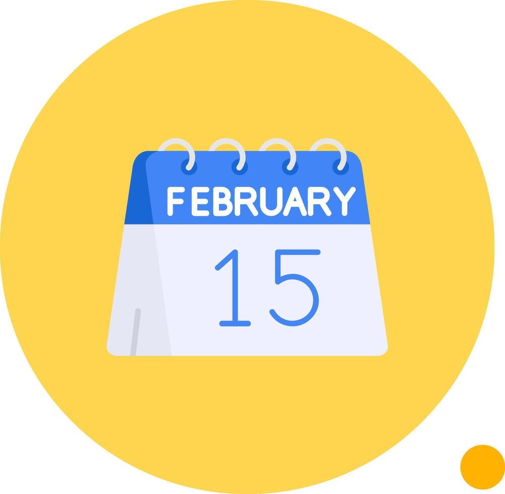 15:e av februari lång cirkel ikon vektor