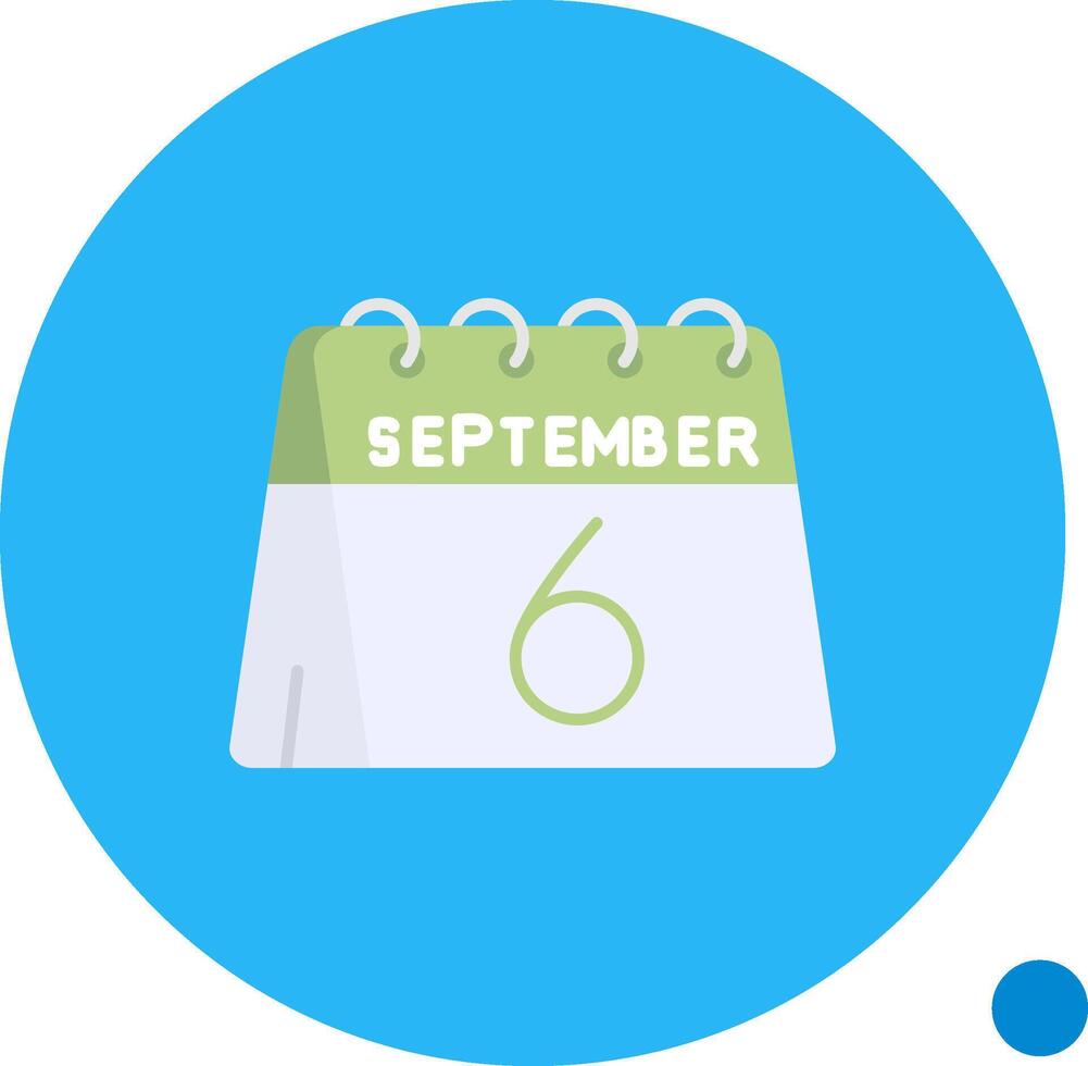 6:e av september lång cirkel ikon vektor