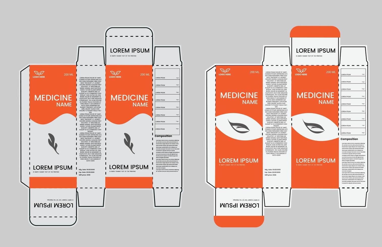 medicin låda design, formstämpling. vektor mall design.