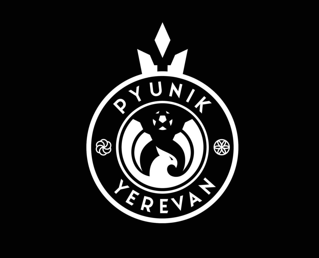 fc pyunik erevan klubb logotyp symbol vit armenia liga fotboll abstrakt design vektor illustration med svart bakgrund