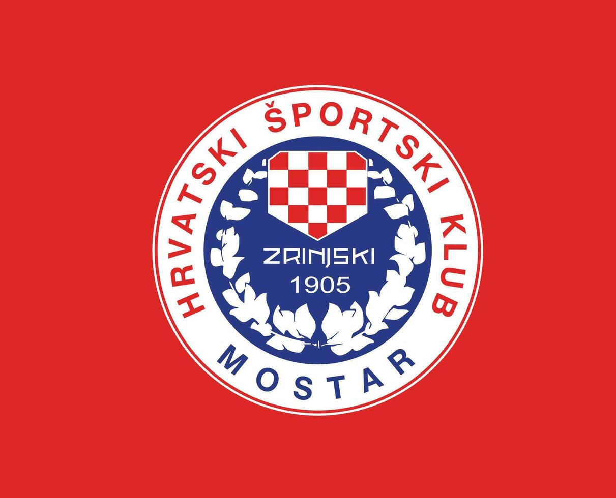 zrinjski Mostar Verein Logo Symbol Bosnien Herzegowina Liga Fußball abstrakt Design Vektor Illustration mit rot Hintergrund