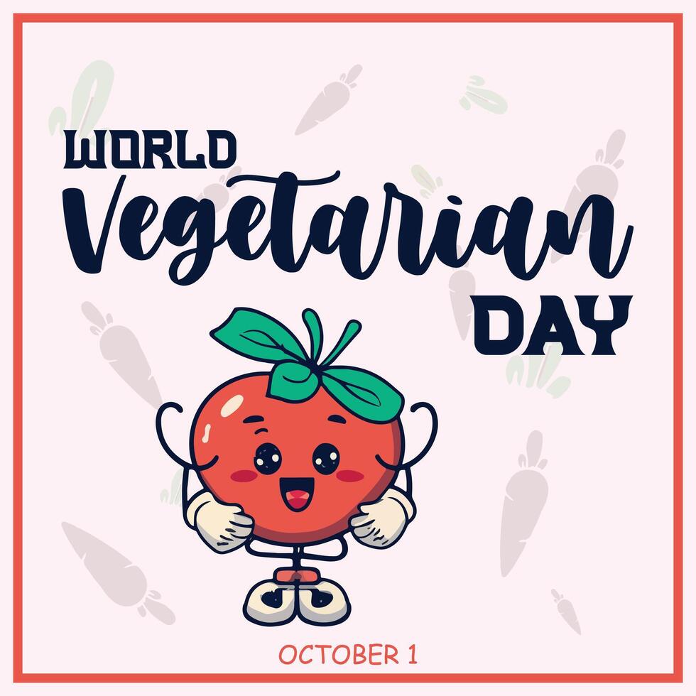 Welt Vegetarier Tag. Welt Vegetarier Tag ist beobachtete jährlich um das Planet auf Oktober 1. Welt Vegetarier Tag Banner Design. Poster, Banner, Abdeckung, letztere, Buchseite, Vektor, Flyer, bürsteiger vektor