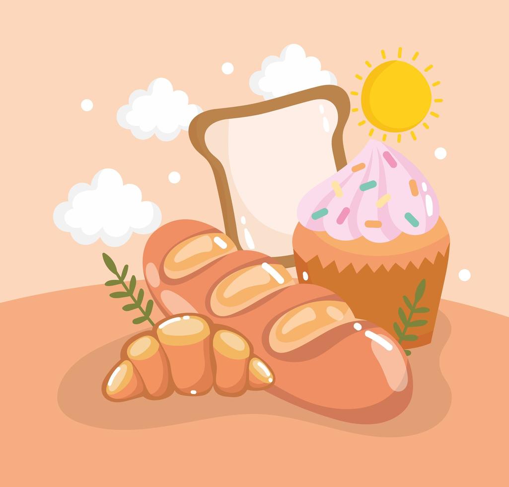 bröd och cupcake vektor