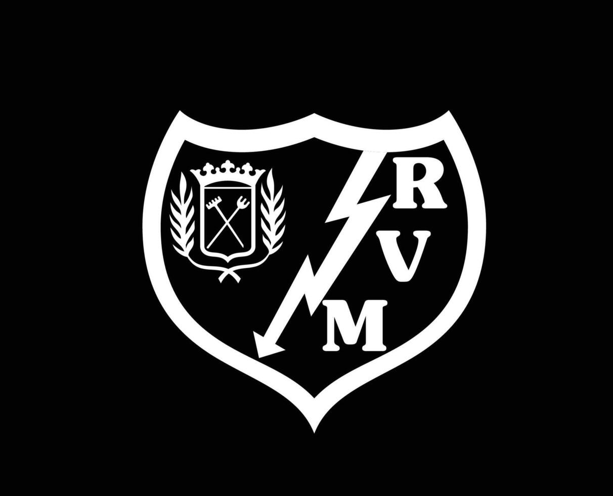 rayo vallecano klubb logotyp symbol vit la liga Spanien fotboll abstrakt design vektor illustration med svart bakgrund