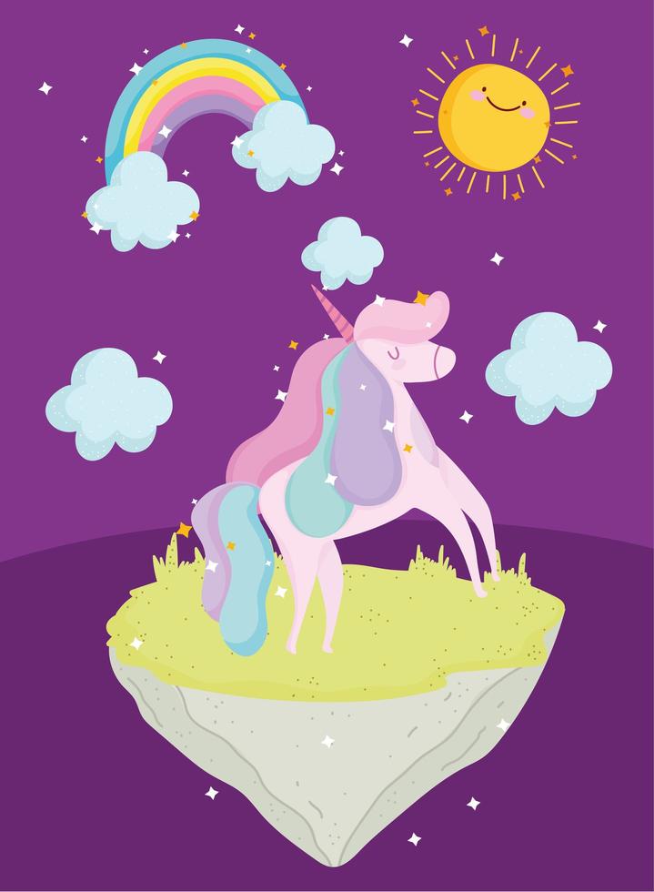 Prinzessin Märchen Cartoon Einhorn Regenbogen Fantasie magisches Tier vektor