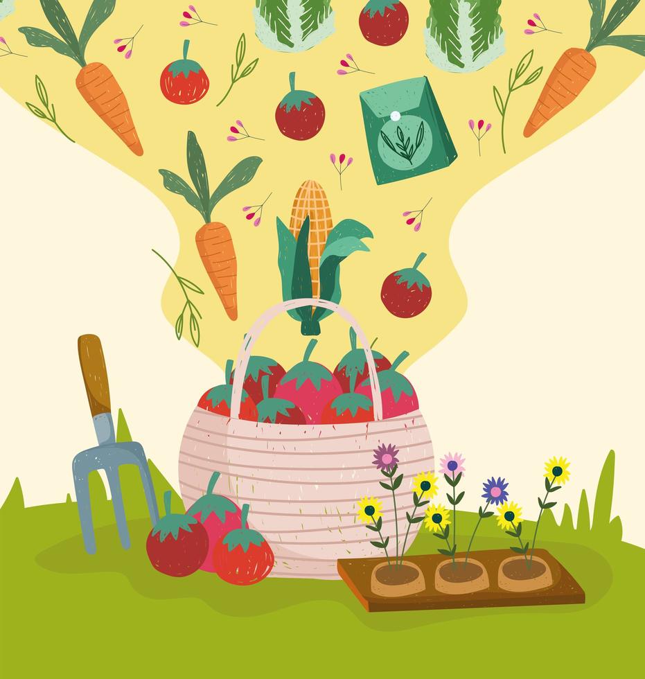 trädgårdsartiklar ekologisk mat vektor