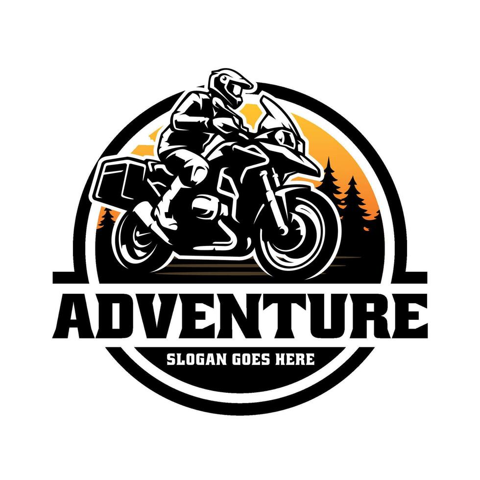 Abenteuer Motorrad Illustration Logo Vektor