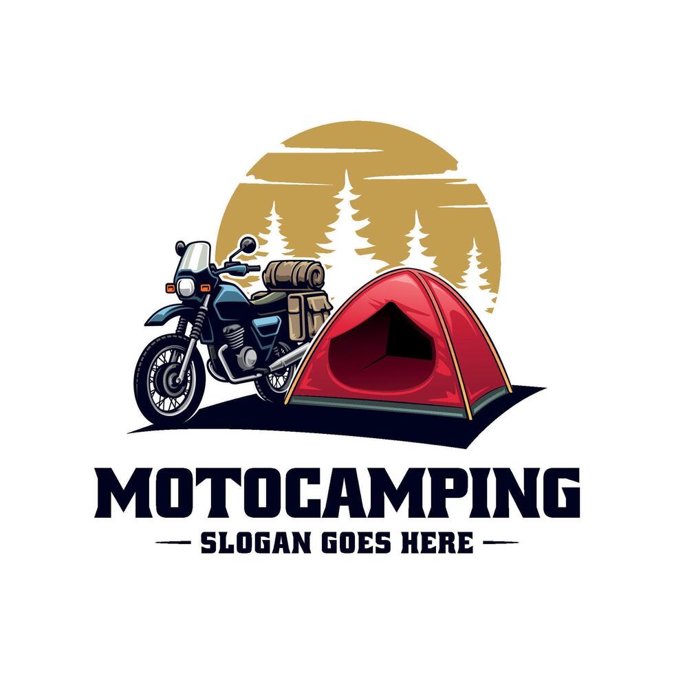 äventyr motor camping logotyp vektor