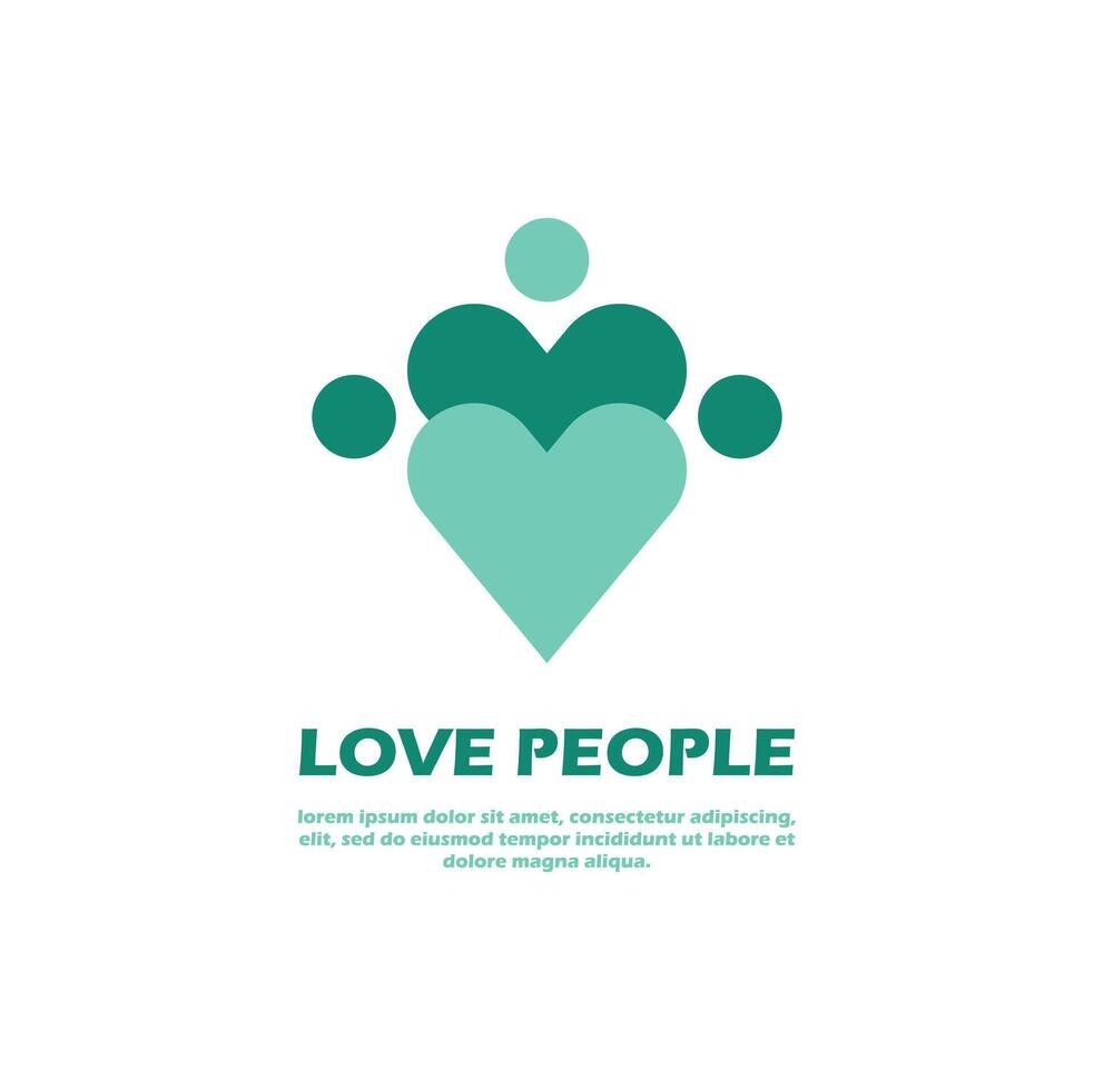 Liebe Menschen Logo einfach Illustration. Herz Konzept. Kombination Herz gestalten und Mensch Menschen Symbol. vektor