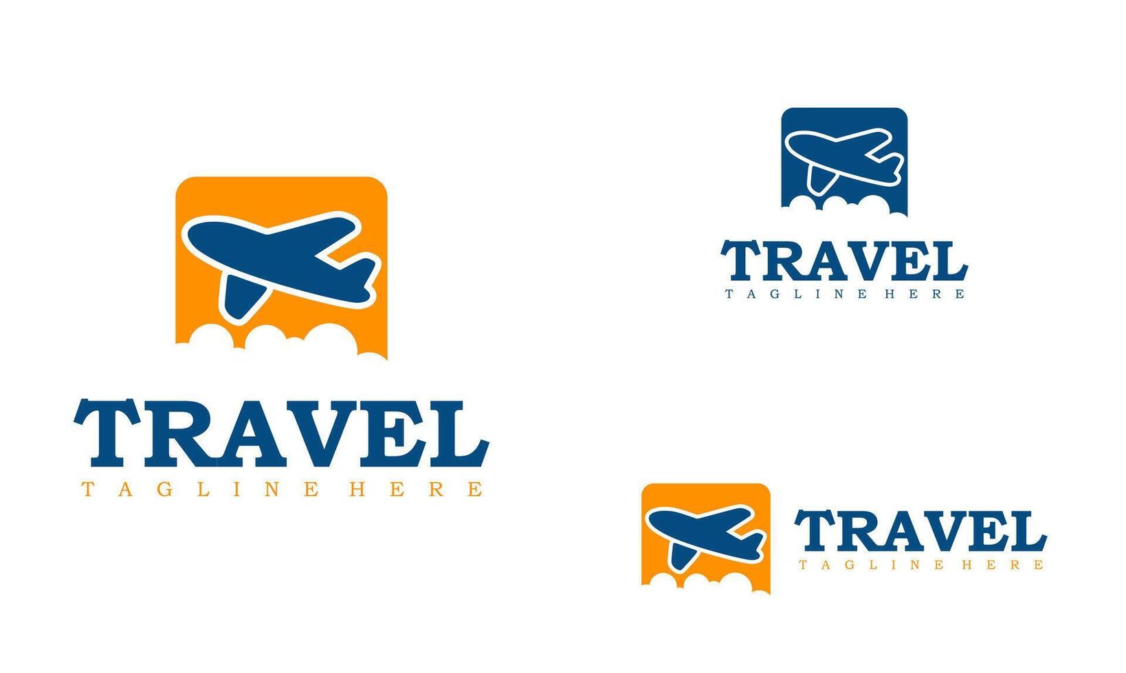 Agentur Reise Geschäft Logo Designs Konzept Vorlage. Flugzeug Reise Logo Transport Logistik Lieferung. vektor