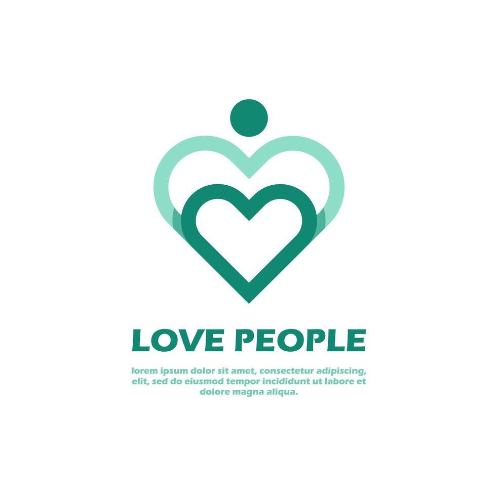 kärlek människor logotyp enkel illustration. hjärta begrepp. kombination hjärta form och mänsklig människor ikon. vektor