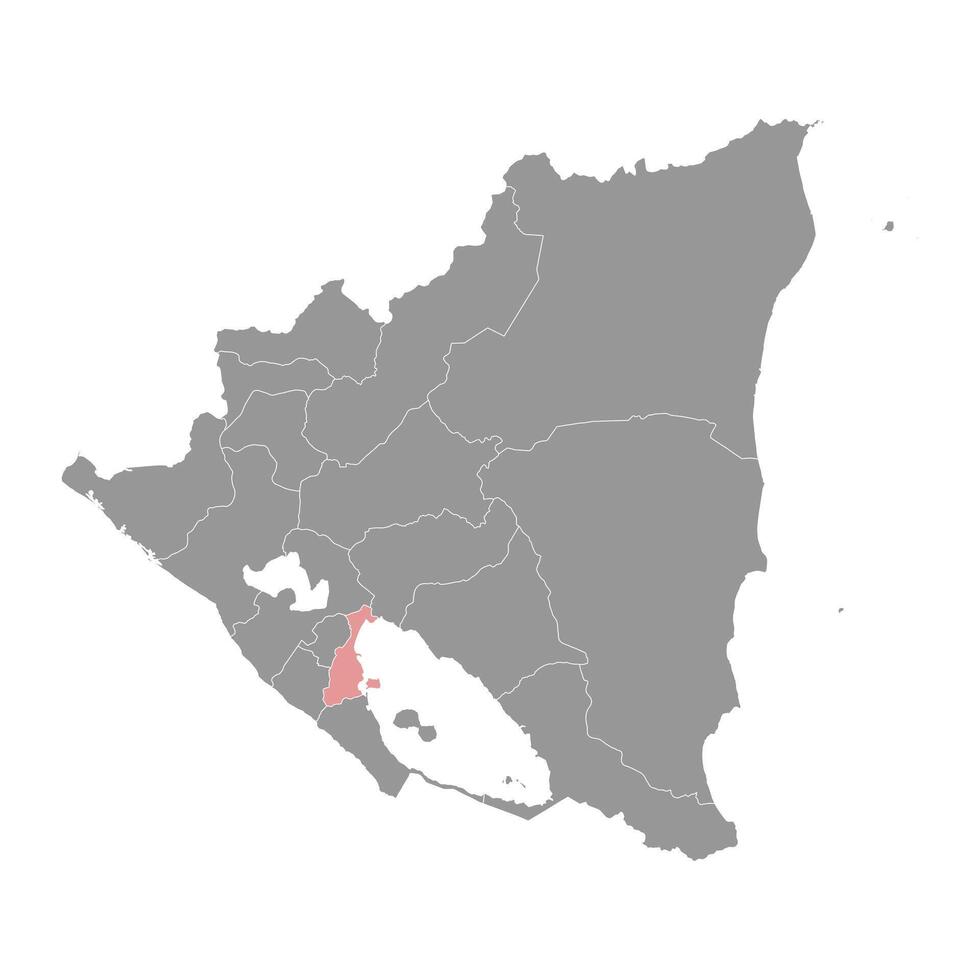 Granada Abteilung Karte, administrative Aufteilung von Nicaragua. Vektor Illustration.