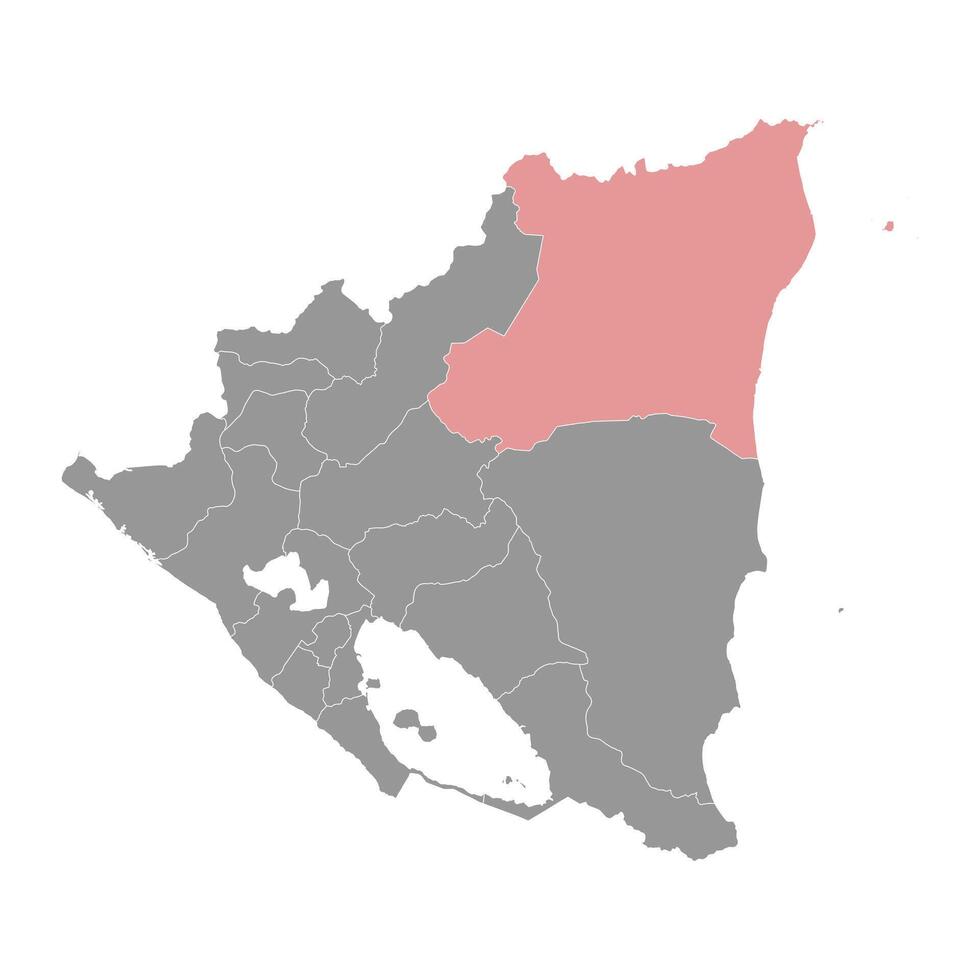 Norden Karibik Küste autonom Region Karte, administrative Aufteilung von Nicaragua. Vektor Illustration.