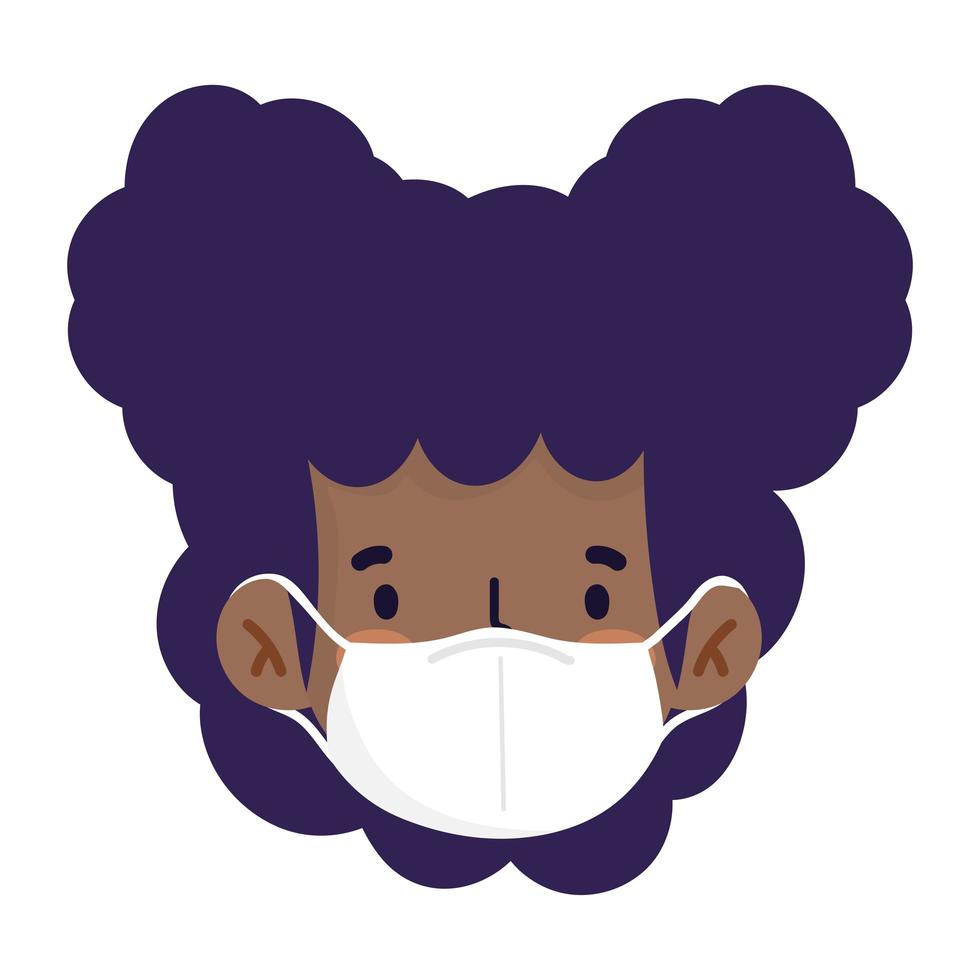 afro kvinna tecknad med mask vektor design