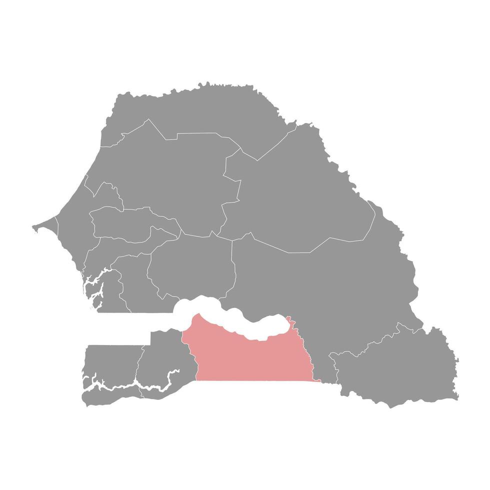 Kolda Region Karte, administrative Aufteilung von Senegal. Vektor Illustration.