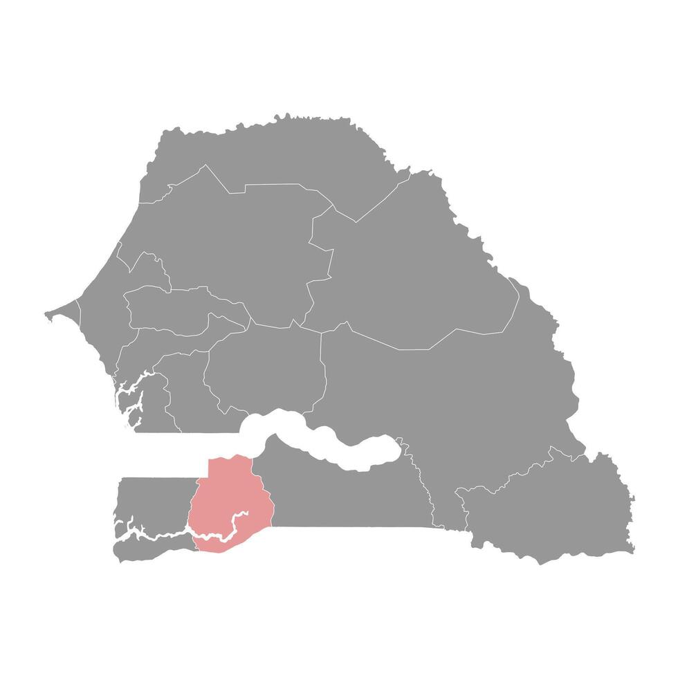 sehiou Region Karte, administrative Aufteilung von Senegal. Vektor Illustration.